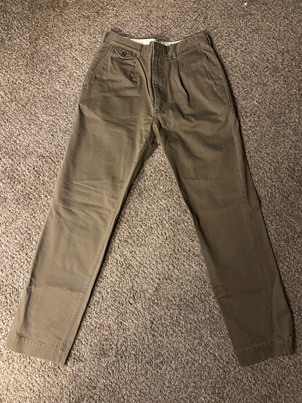 Buck Mason Olive Green Larsen Pant - Full Saddle - 31x34